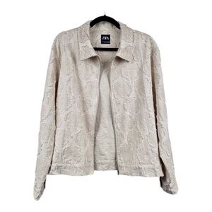 Zara Jacket Textured Cream Size M